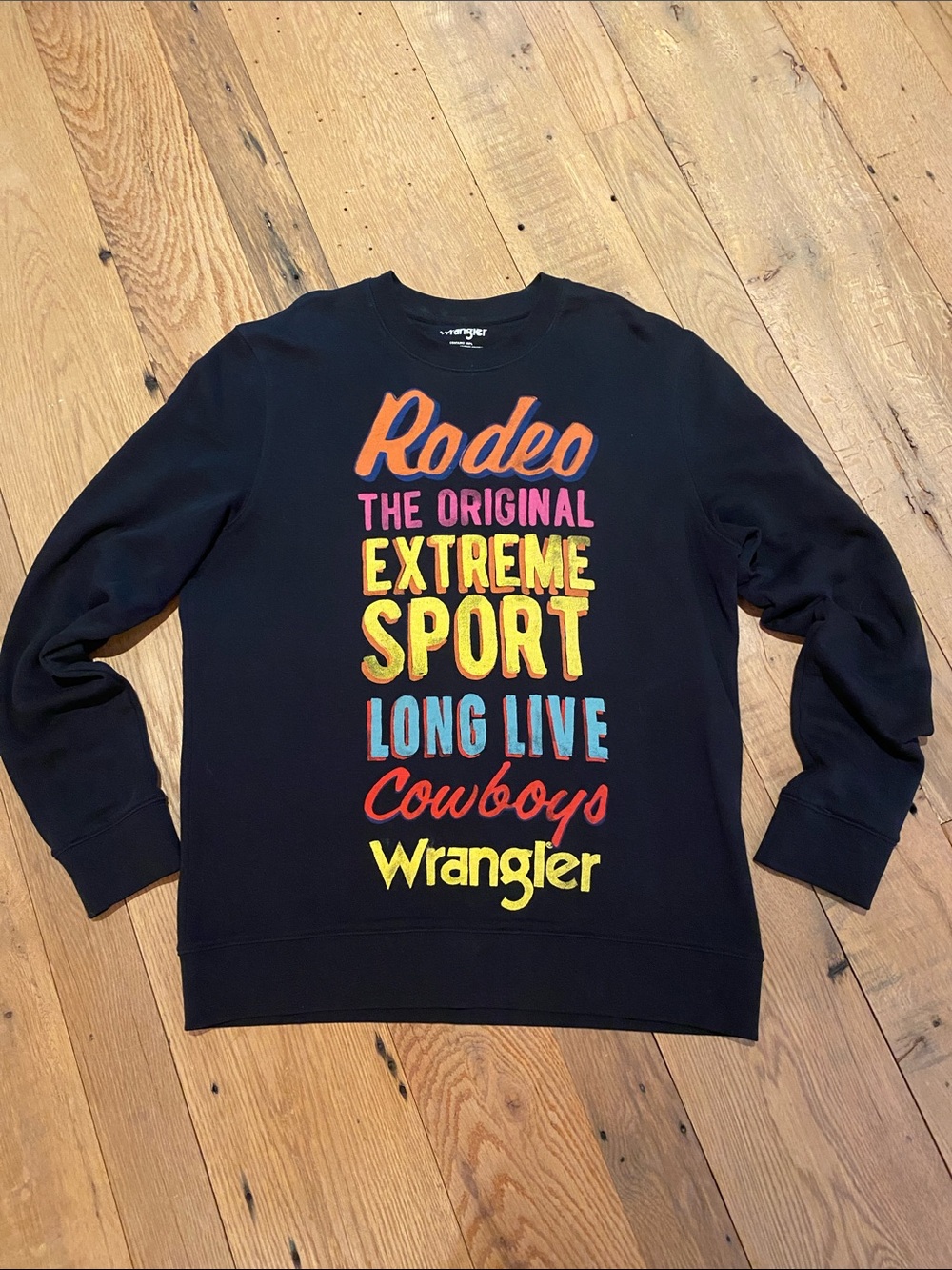 Wrangler Organic Cotton Crew Graphic Western Rodeo Cowboys Sweatshirt Size M